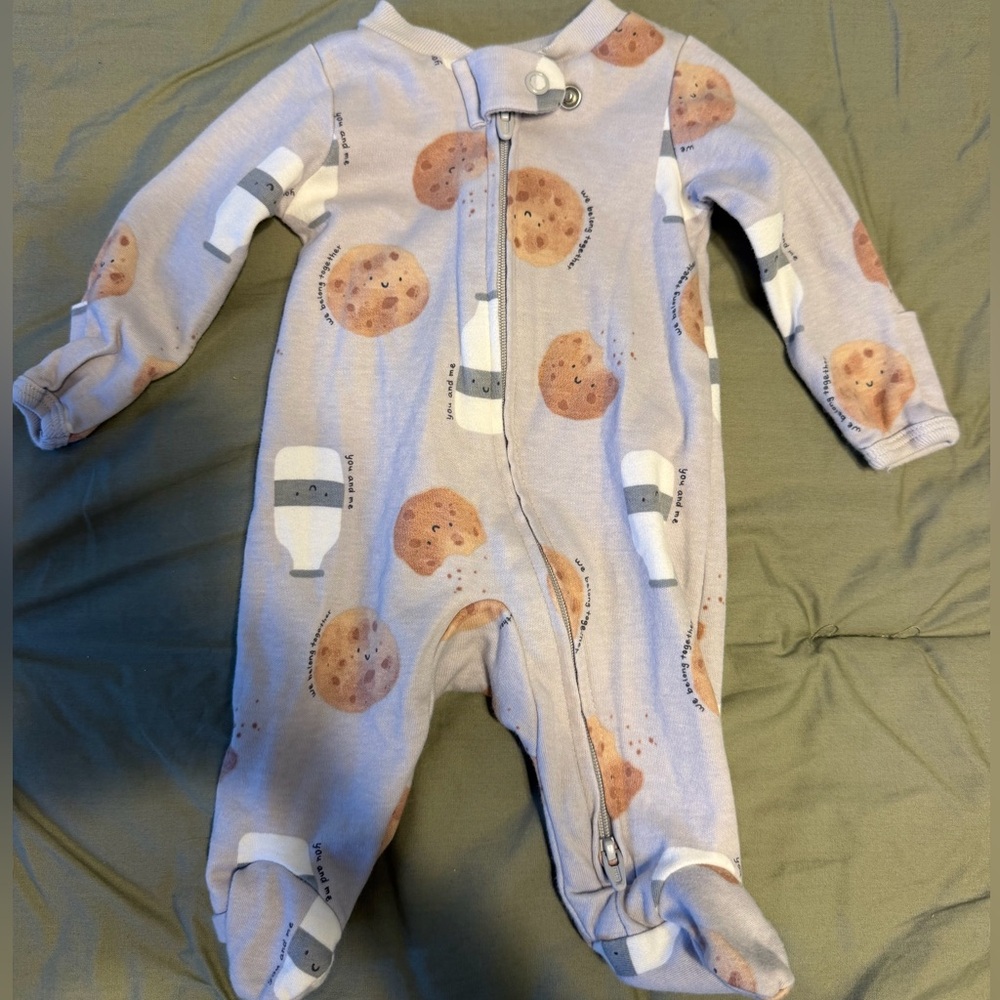 Carter's Cream Cookie & Milk Print Footed One-Piece